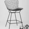 Стул полубарный с низкой спинкой Bertoia черный с черной подушкой
