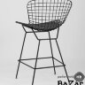 Стул полубарный с низкой спинкой Bertoia черный с черной подушкой