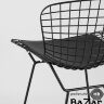 Стул полубарный с низкой спинкой Bertoia черный с черной подушкой