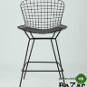 Стул полубарный с низкой спинкой Bertoia черный с черной подушкой
