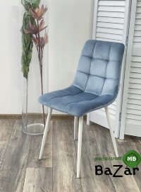 Стул CHILLI G108-56 пудровый синий/ белый каркас, велюр Стул CHILLI G108-56 пудровый синий/ белый каркас, велюр