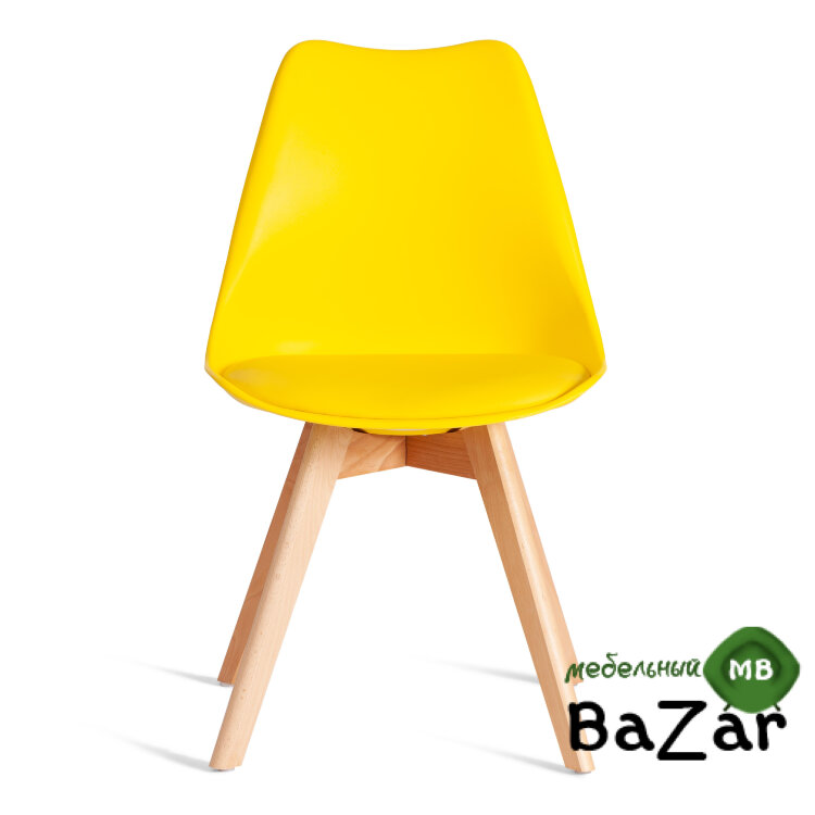 Стул TULIP (mod. 73-1) дерево/пластик/экокожа Желтый (Yellow)