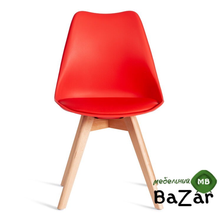 Стул TULIP (mod. 73-1) дерево/пластик/экокожа Красный (Red)