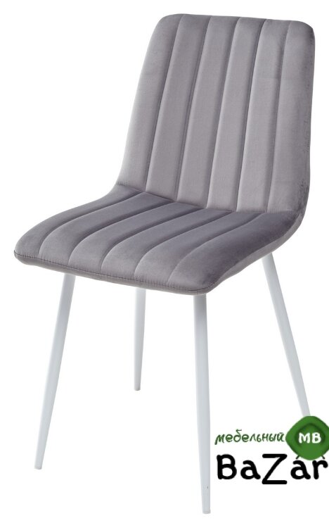 Стул DUBLIN G062-40 серый, велюр / белый каркас