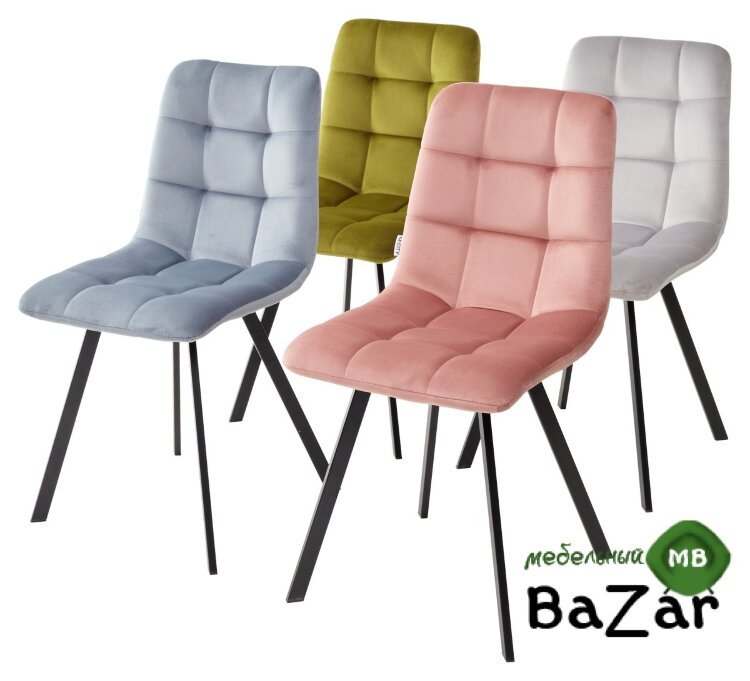 Стул CHILLI SQUARE BLUVEL-03 LIGHT GREY, велюр