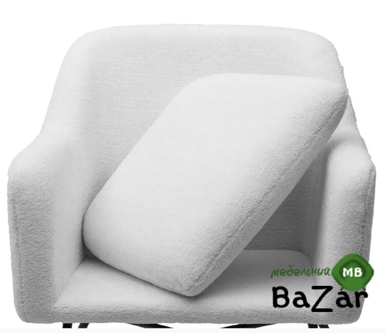 Кресло SHEEP NINI-01 Белый, teddy / черный каркас