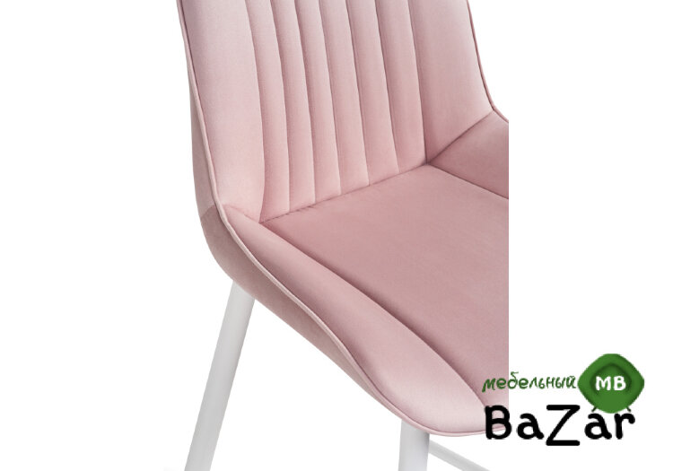Барный стул Седа велюр розовый / белый