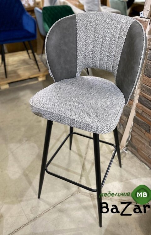 Барный стул HADES TRF-08 теплый серый, ткань/ RU-07 серая сталь, PU
