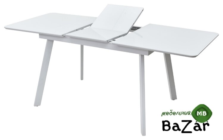 Стол АРУБА 140 Белый, стекло / белый каркас