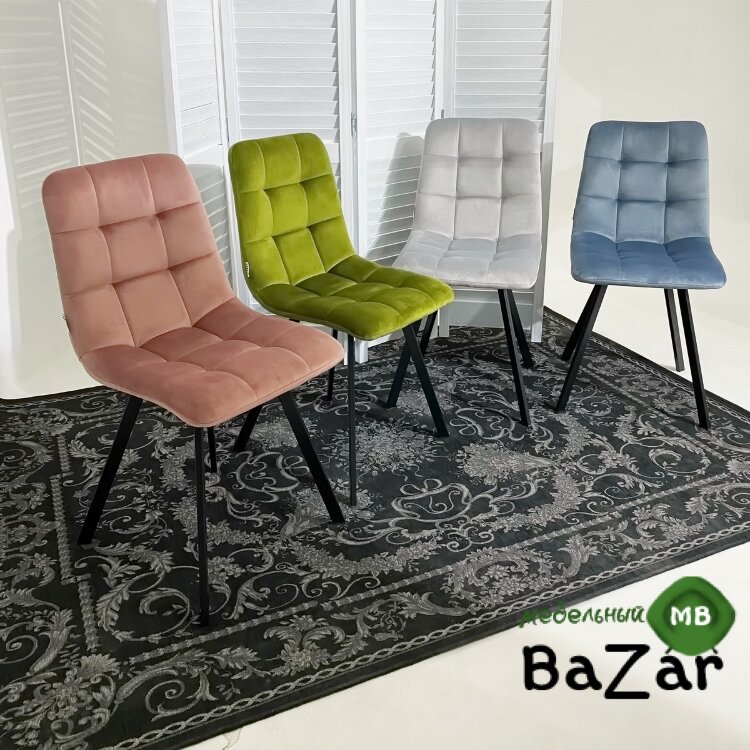 Стул CHILLI SQUARE BLUVEL-06 BLUE, велюр