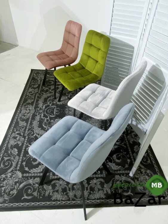 Стул CHILLI SQUARE BLUVEL-06 BLUE, велюр