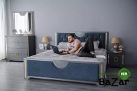 Спальня модульная «Луиза» (МДФ, Эмаль Антрацит) Декор Золото