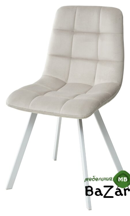 Стул CHILLI SQUARE G108-06 серебристо-серый/ белый каркас, велюр