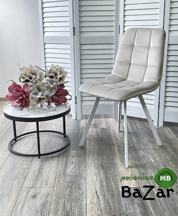 Стул CHILLI SQUARE G108-06 серебристо-серый/ белый каркас, велюр