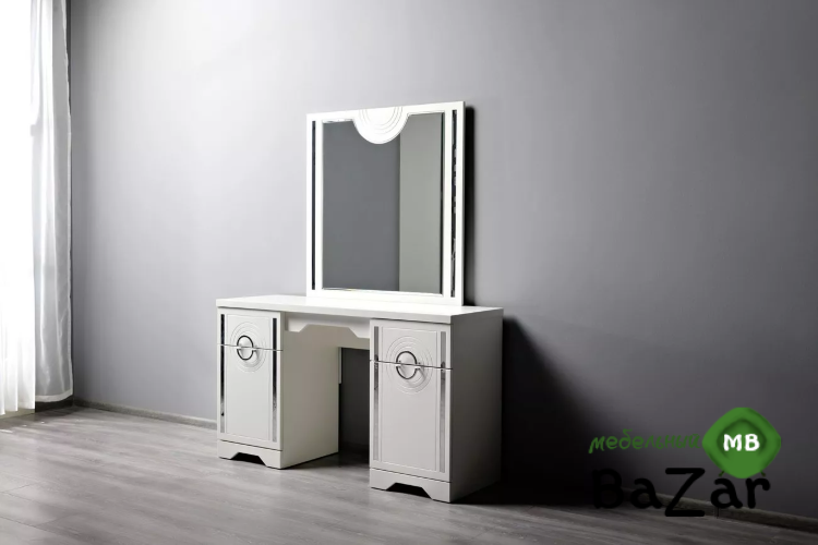 Спальня модульная «Луиза» (МДФ, Эмаль Белая) Декор Серебро Спальня модульная «Луиза» (МДФ, Эмаль Белая) Декор Серебро