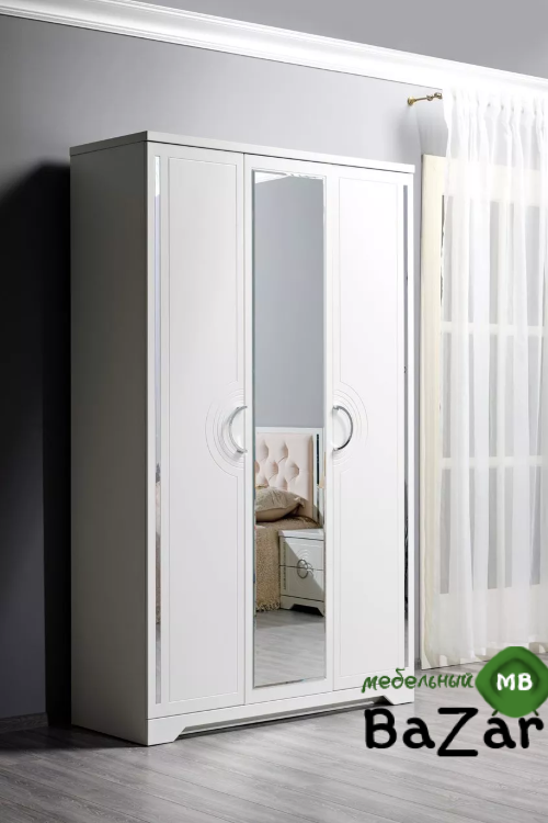 Спальня модульная «Луиза» (МДФ, Эмаль Белая) Декор Серебро Спальня модульная «Луиза» (МДФ, Эмаль Белая) Декор Серебро